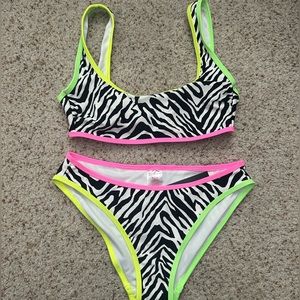 No Boundaries Zebra High-Leg Bikini